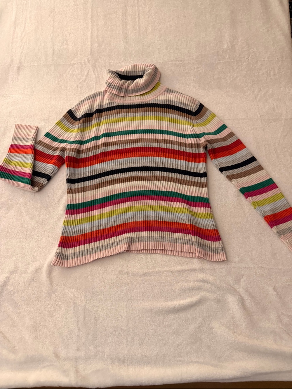 St John’s Bay Multi-Color Striped Turtleneck Sweater - size: PL